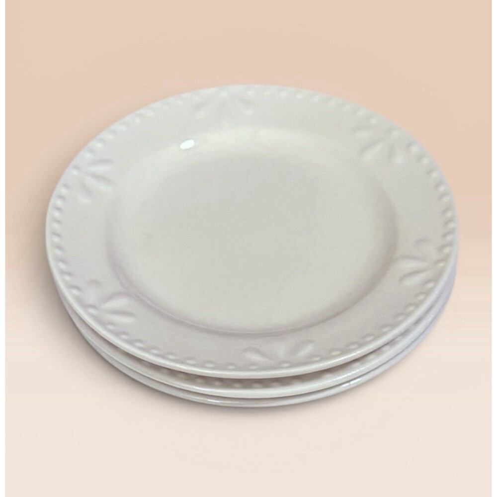 Totally Today 6.5” Embossed Border Bread & Butter Plates - Set of 3 -  TTO13